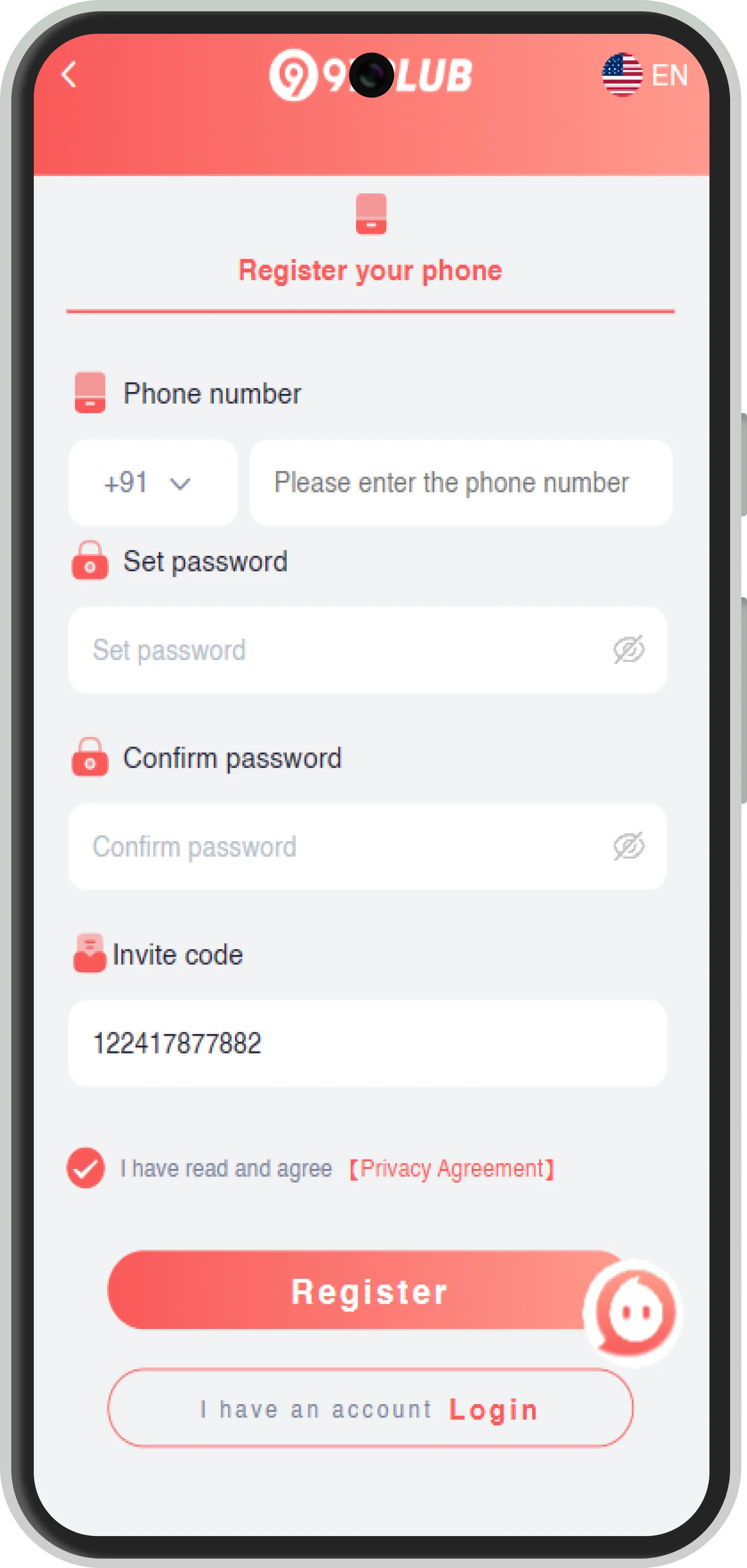 Register and log in to your account